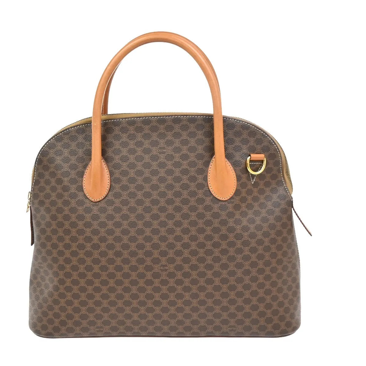 Celine Vintage Macadam Canvas And Leather Brown Canvas Handbag (Pre-Owned)