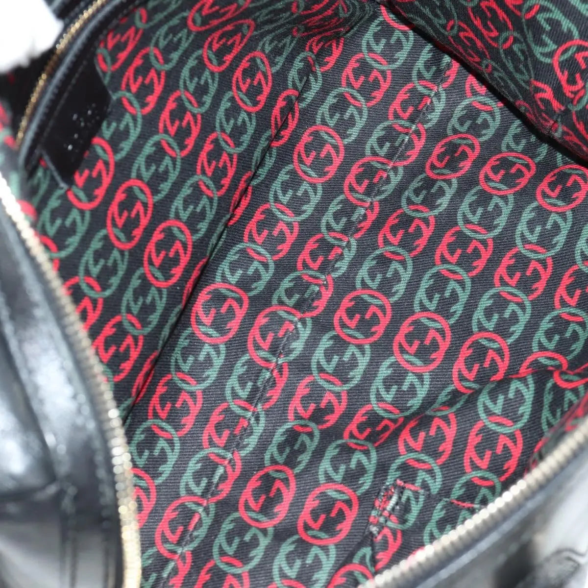 Gucci Britt Boston Duffle Leather Black Leather Handbag (Pre-Owned)