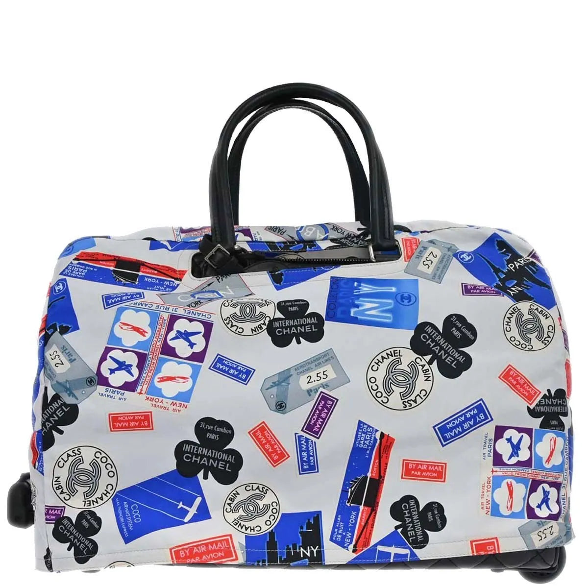 Chanel Chanel Paris New York Line Carry-On Bag Calfskin Black Calfskin Travel Bag Bag (Pre-Owned)