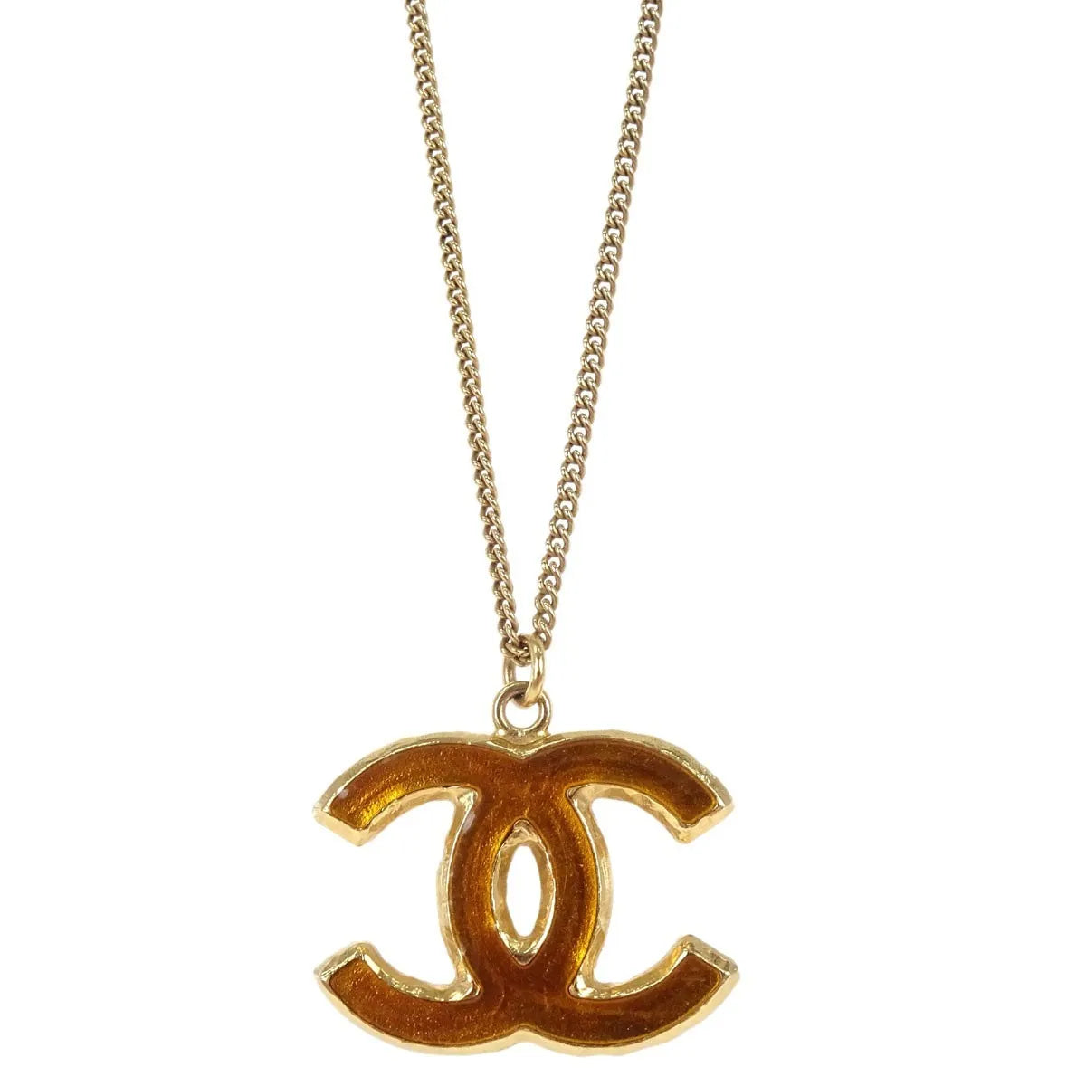 Chanel Vintage Cc Pendent Plated Metal Gold Gold_Plated Necklace Jewelry (Pre-Owned)