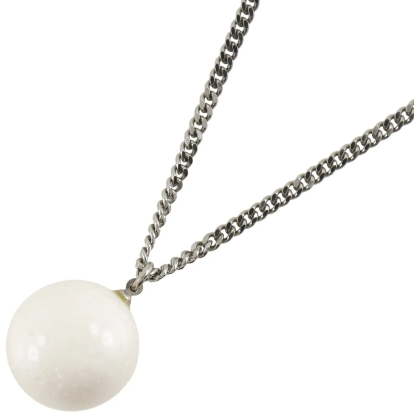 Chanel Cc Ball Drop Pendant Metal Silver Metal Necklace Jewelry (Pre-Owned)