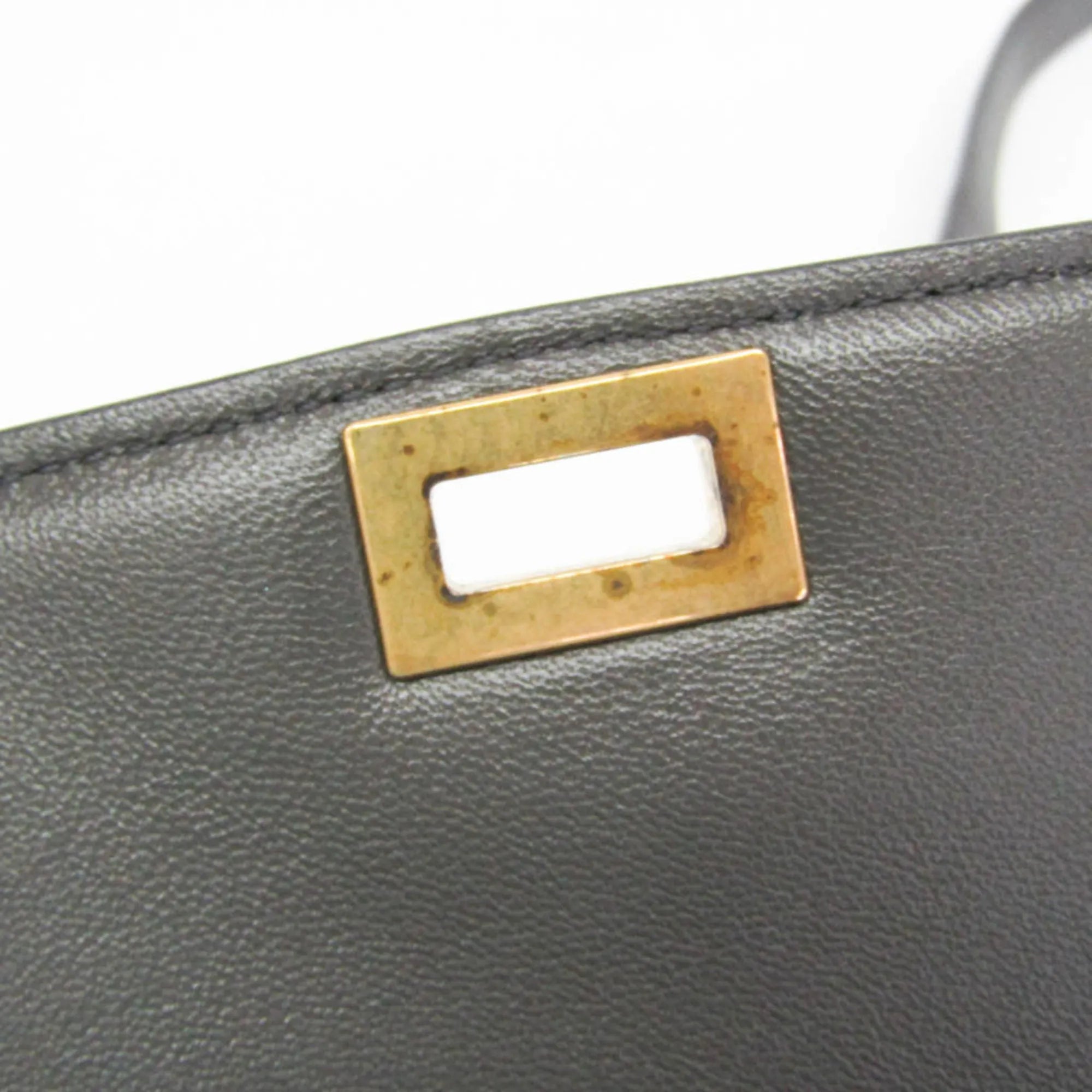 Celine Classic Box Bag Smooth Leather Gray Leather Shoulder Bag Bag (Pre-Owned)