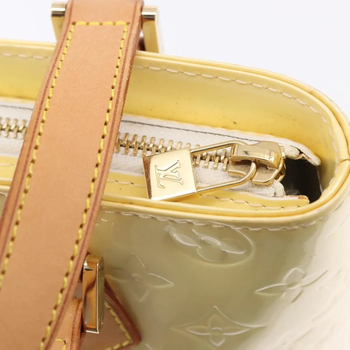 Louis Vuitton Houston Monogram Vernis Beige Patent_Leather Handbag (Pre-Owned)