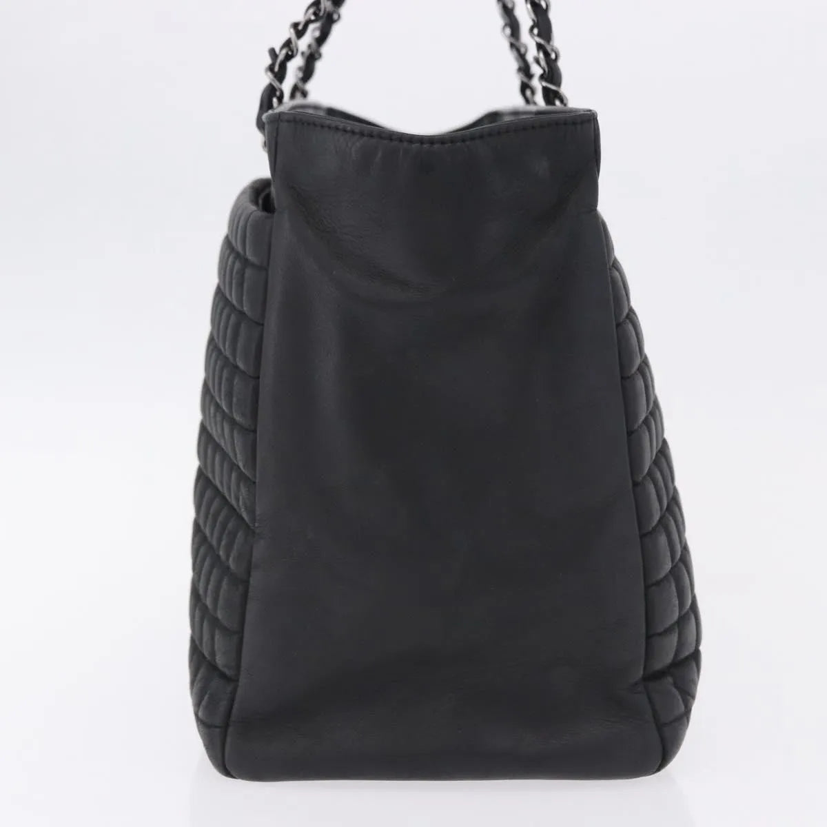 Chanel Cc Lock Bubble Tote Quilted Iridescent Calfskin Black Leather Tote Bag Bag (Pre-Owned)