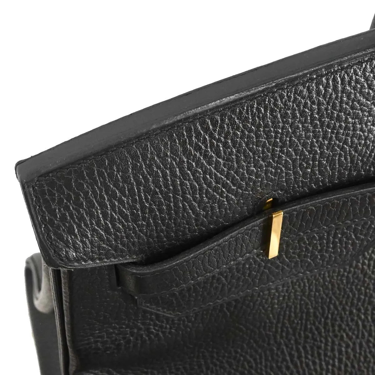 Hermes Birkin Handbag Black Ardennes With Gold Hardware Black Leather Handbag (Pre-Owned)