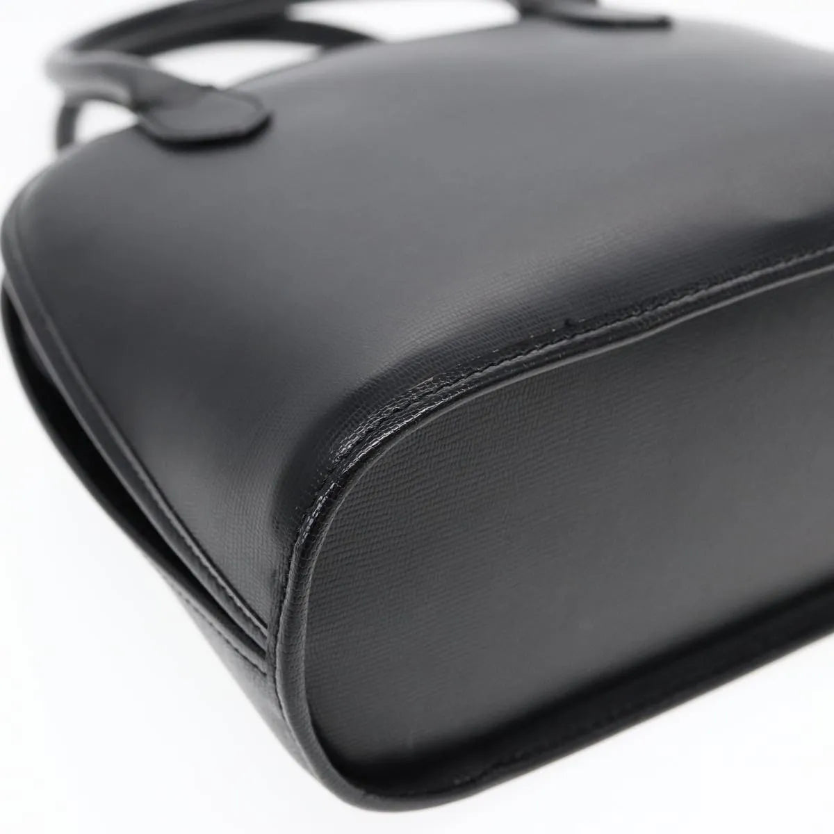 Celine Circle Logo Leather Black Leather Handbag (Pre-Owned)