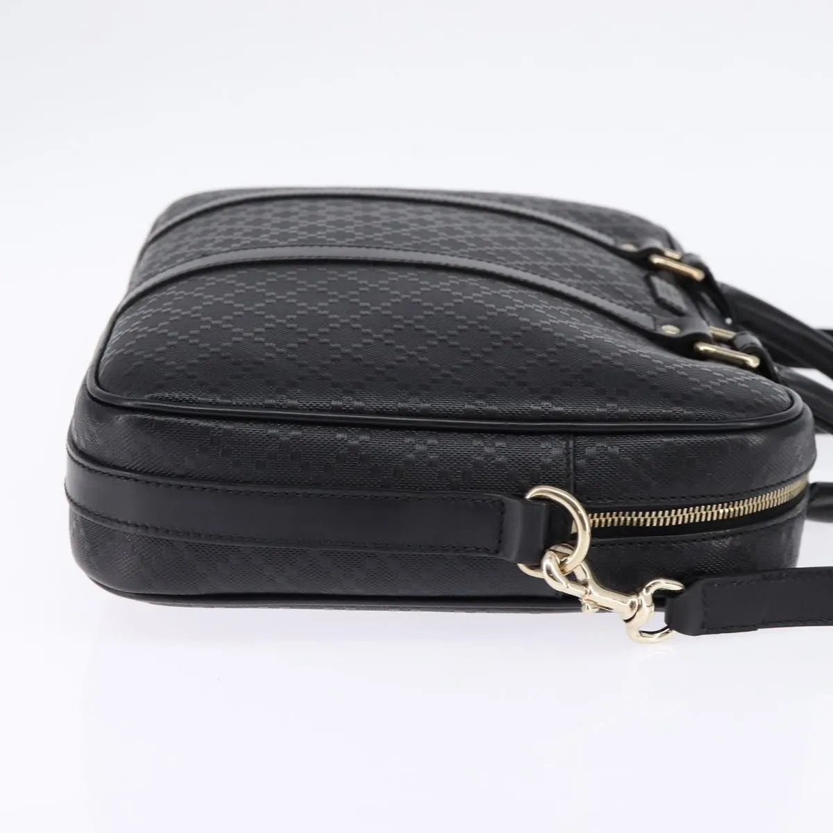 Gucci Bright Convertible Diamante Leather Black Leather Briefcase Bag (Pre-Owned)