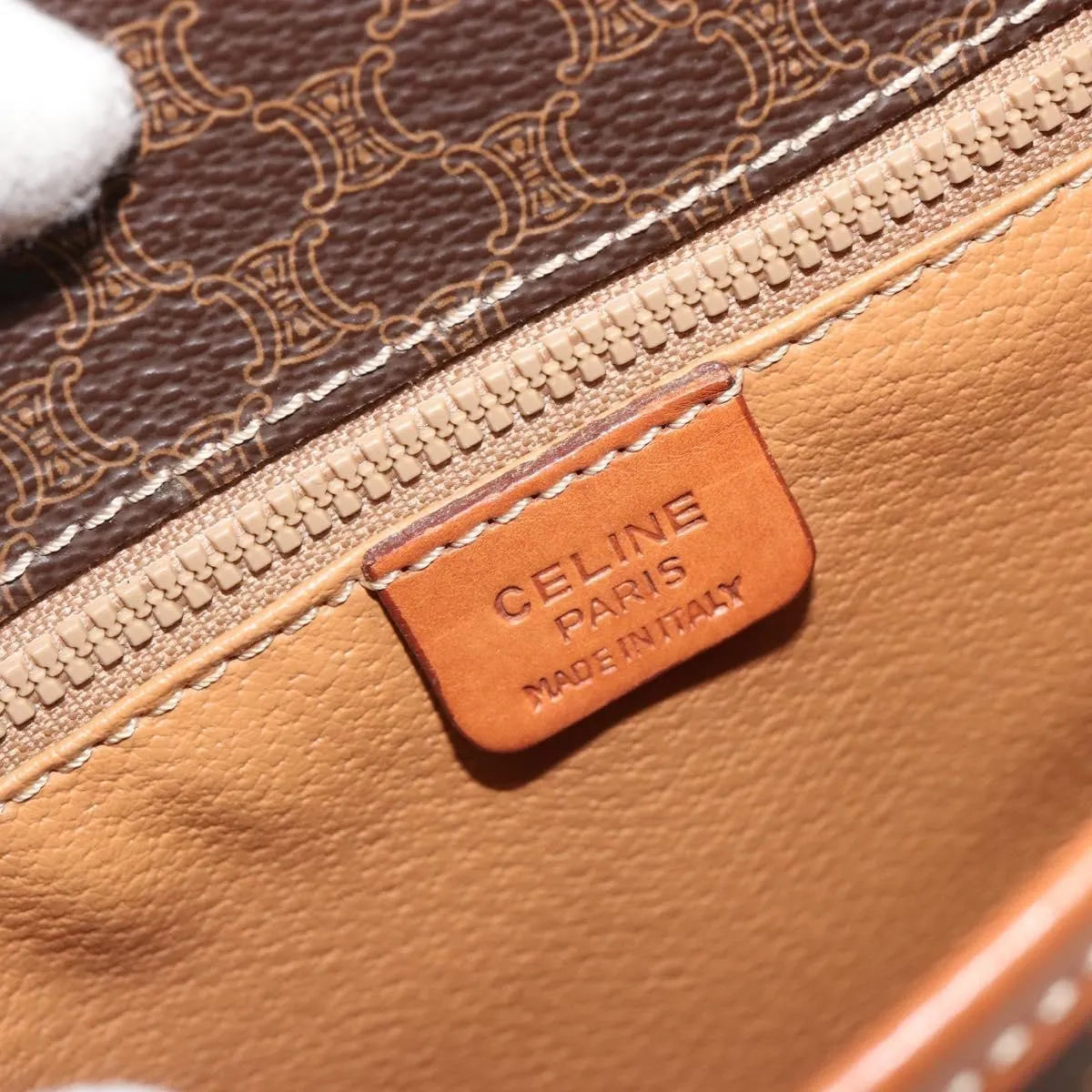 Celine Vintage Macadam Canvas And Leather Brown Canvas Shoulder Bag Bag (Pre-Owned)