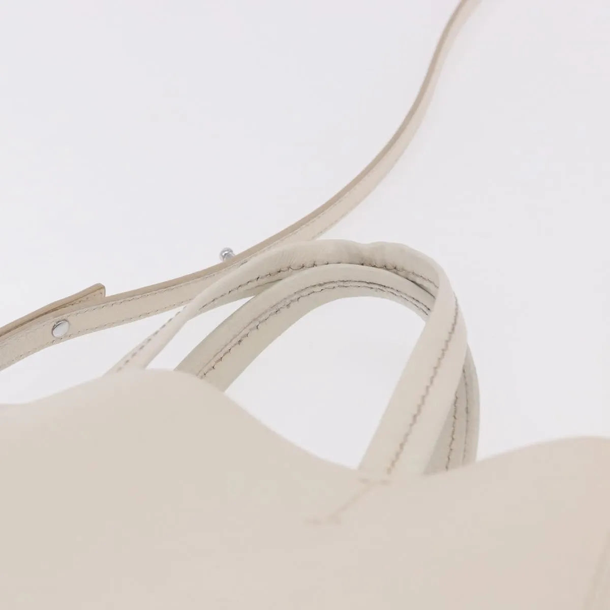 Celine Vertical Bi-Cabas Tote Leather White Leather Tote Bag Bag (Pre-Owned)
