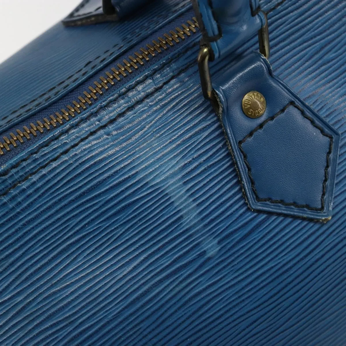 Louis Vuitton Speedy Handbag Epi Leather Blue Leather Handbag (Pre-Owned)