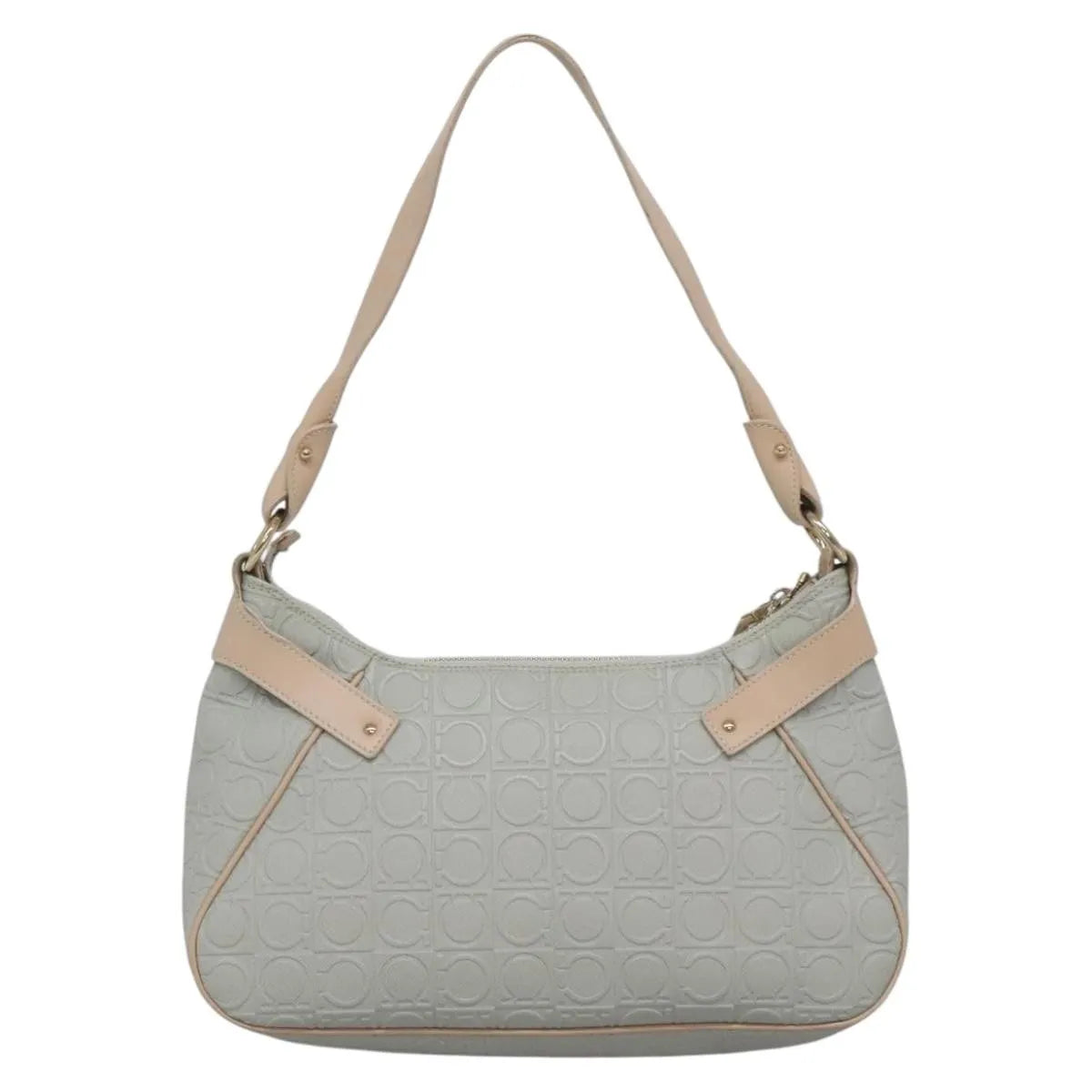 Salvatore Ferragamo Gancini Leather Gray Leather Shoulder Bag Bag (Pre-Owned)