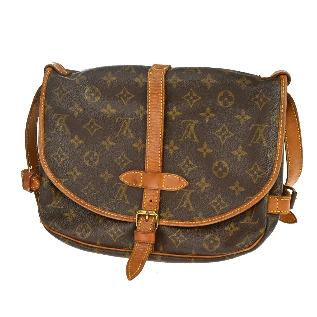 Louis Vuitton Saumur Monogram Brown Canvas Shoulder Bag Bag (Pre-Owned)