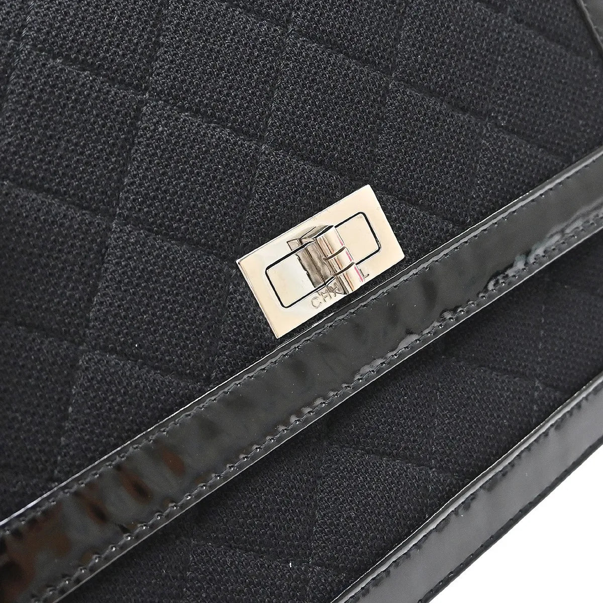 Chanel Reissue Flap Quilted Jersey With Patent Black Canvas Shoulder Bag Bag (Pre-Owned)