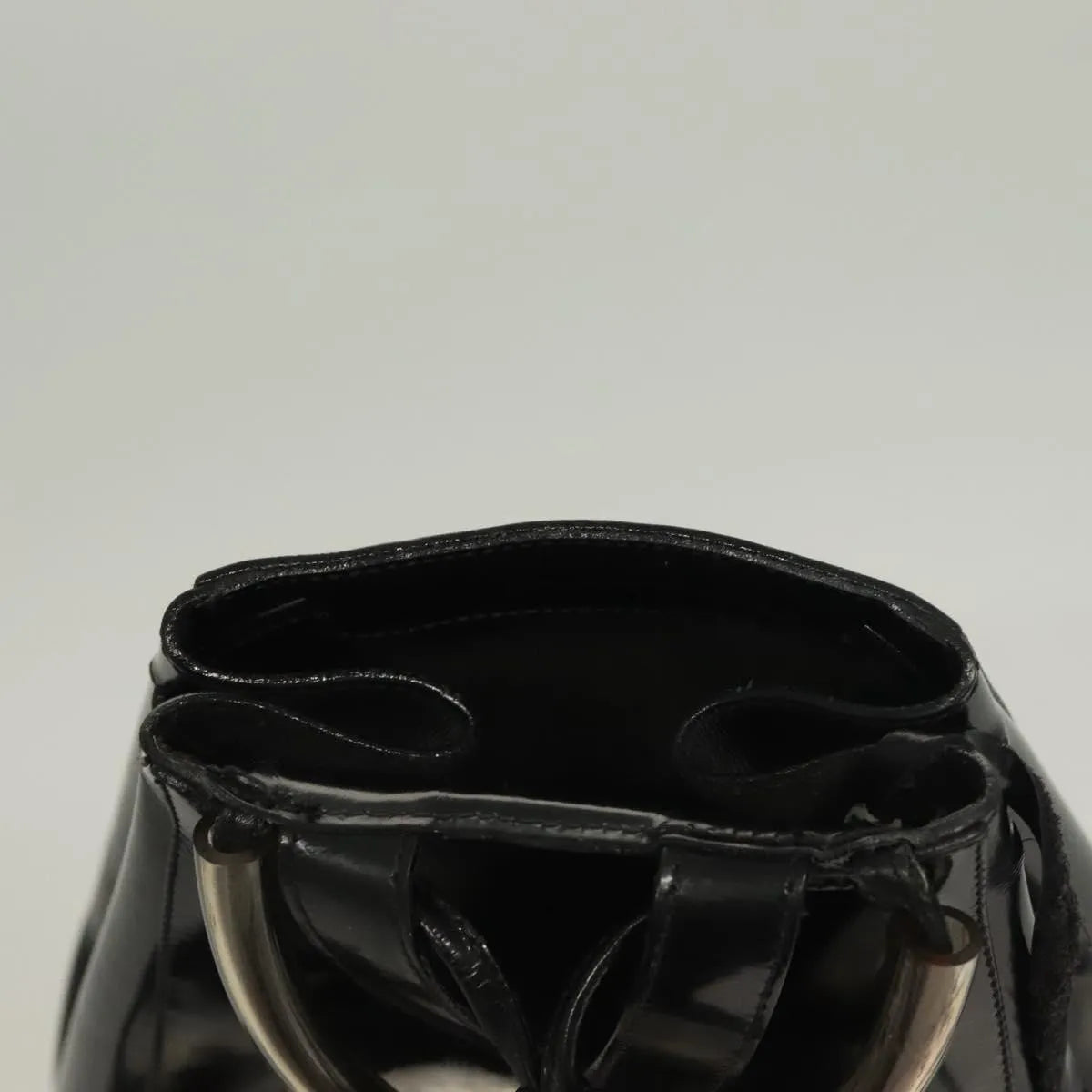 Salvatore Ferragamo Gancini Patent Leather Black Patent_Leather Backpack Bag (Pre-Owned)
