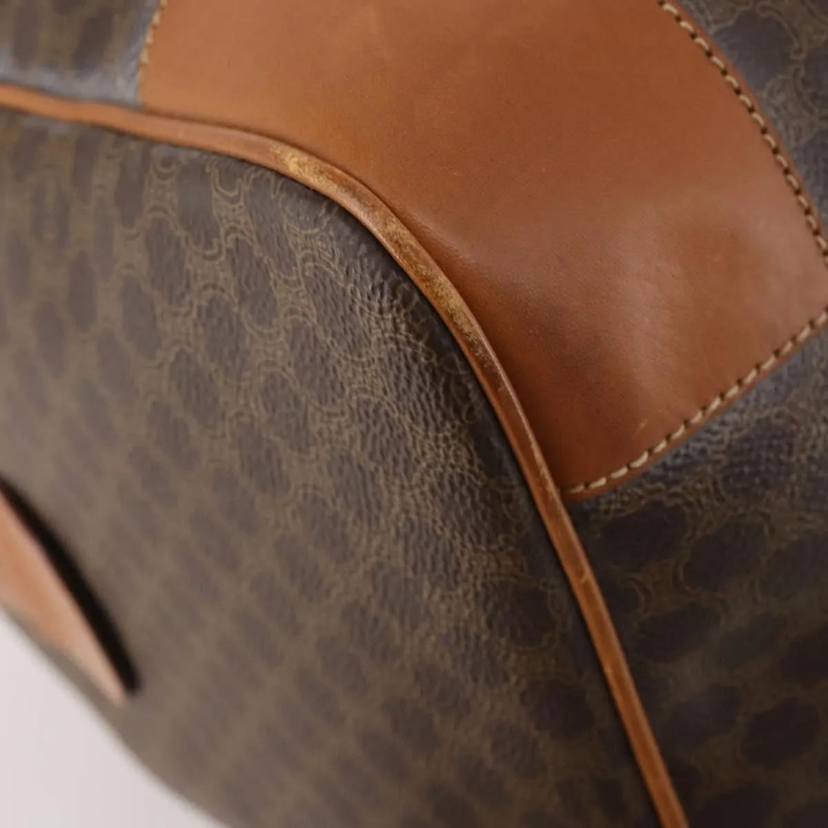 Celine Vintage Duffle Macadam Coated Canvas Brown Canvas Travel Bag Bag (Pre-Owned)