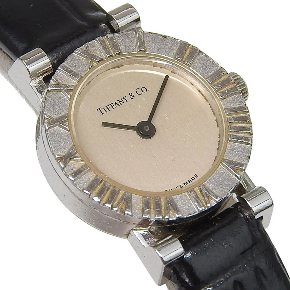 Tiffany & Co. Atlas Quartz Stainless Steel And Leather Watch (Pre-Owned)