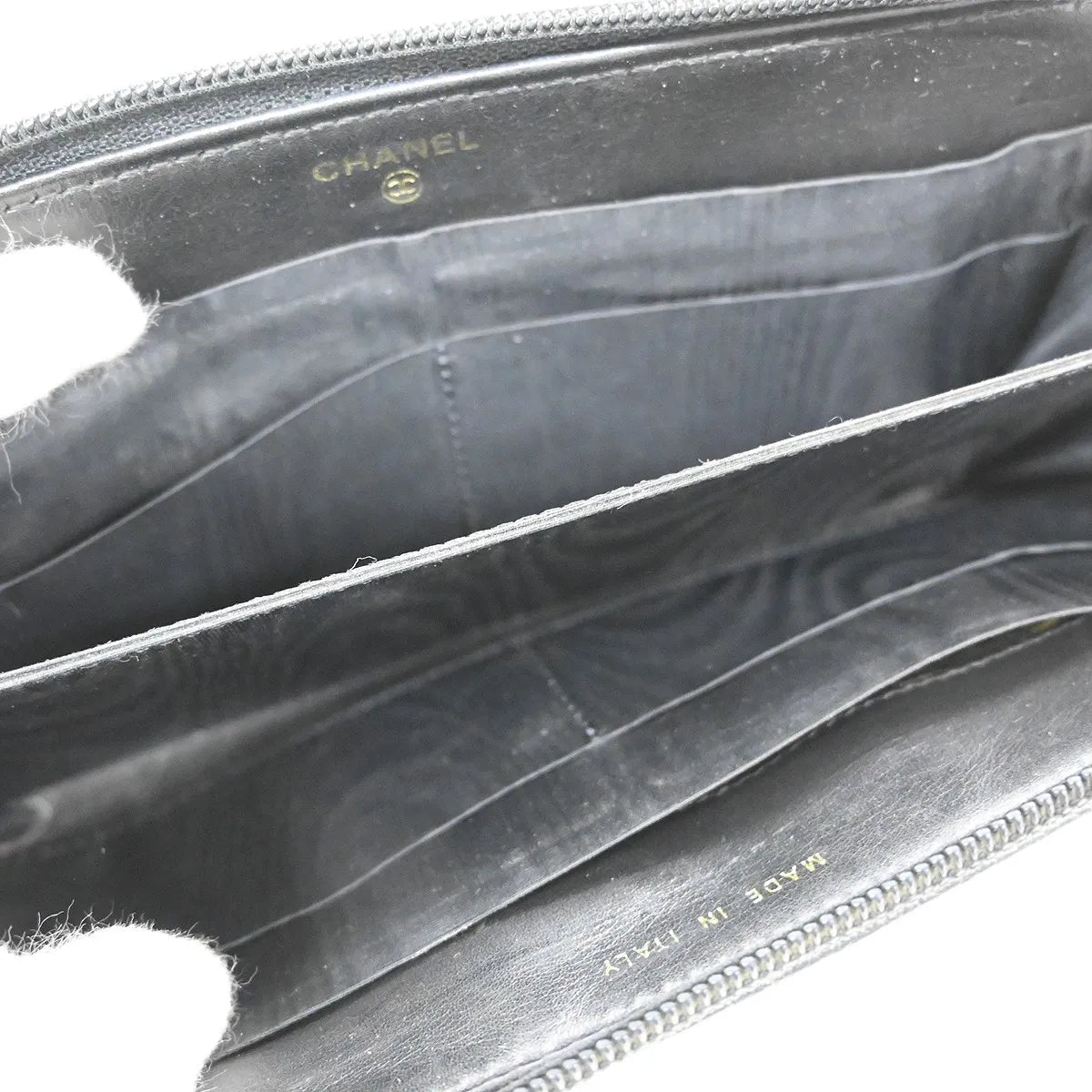 Chanel Portefeuille Long Cc Logo Calfskin Leather Black Leather Wallets Accessory (Pre-Owned)