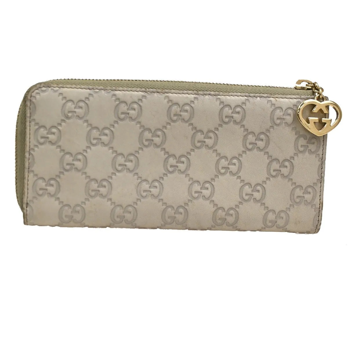 Gucci Interlocking G Zip Around Wallet (Outlet) Leather Beige Leather Wallets Accessory (Pre-Owned)