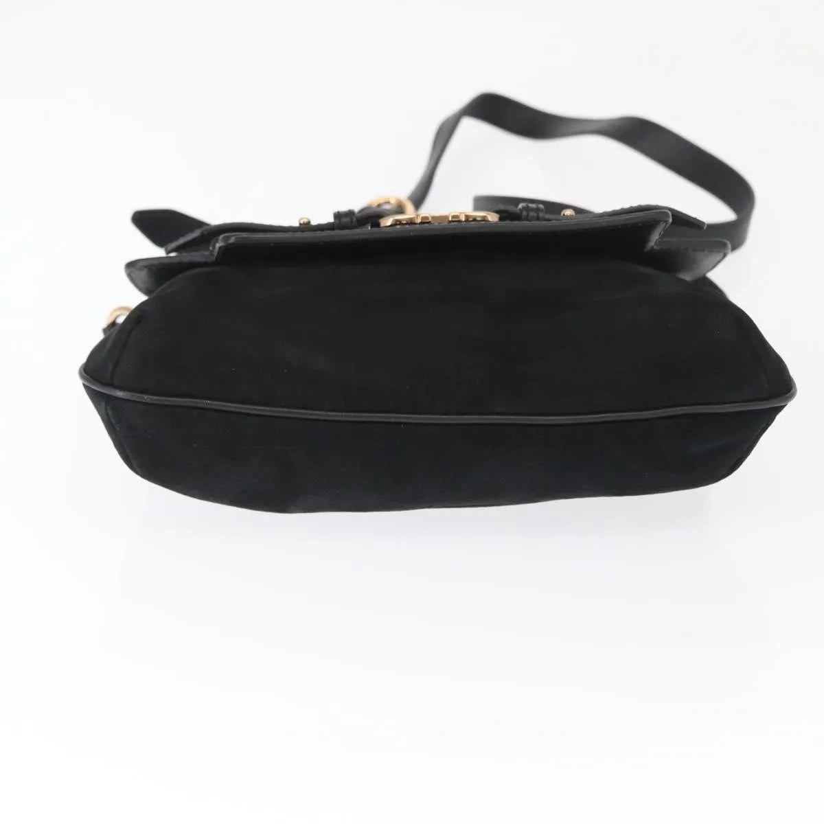 Salvatore Ferragamo Gancini Suede Black Suede Shoulder Bag Bag (Pre-Owned)