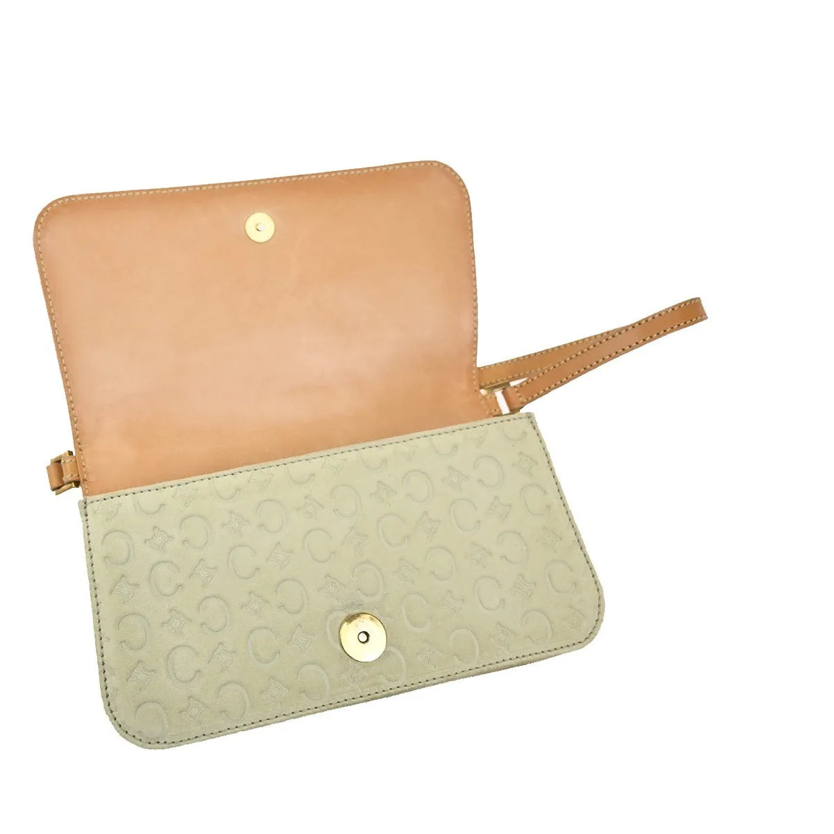 Celine C Macadam Shoulder Suede Beige Suede Clutche & Pouche Bag (Pre-Owned)