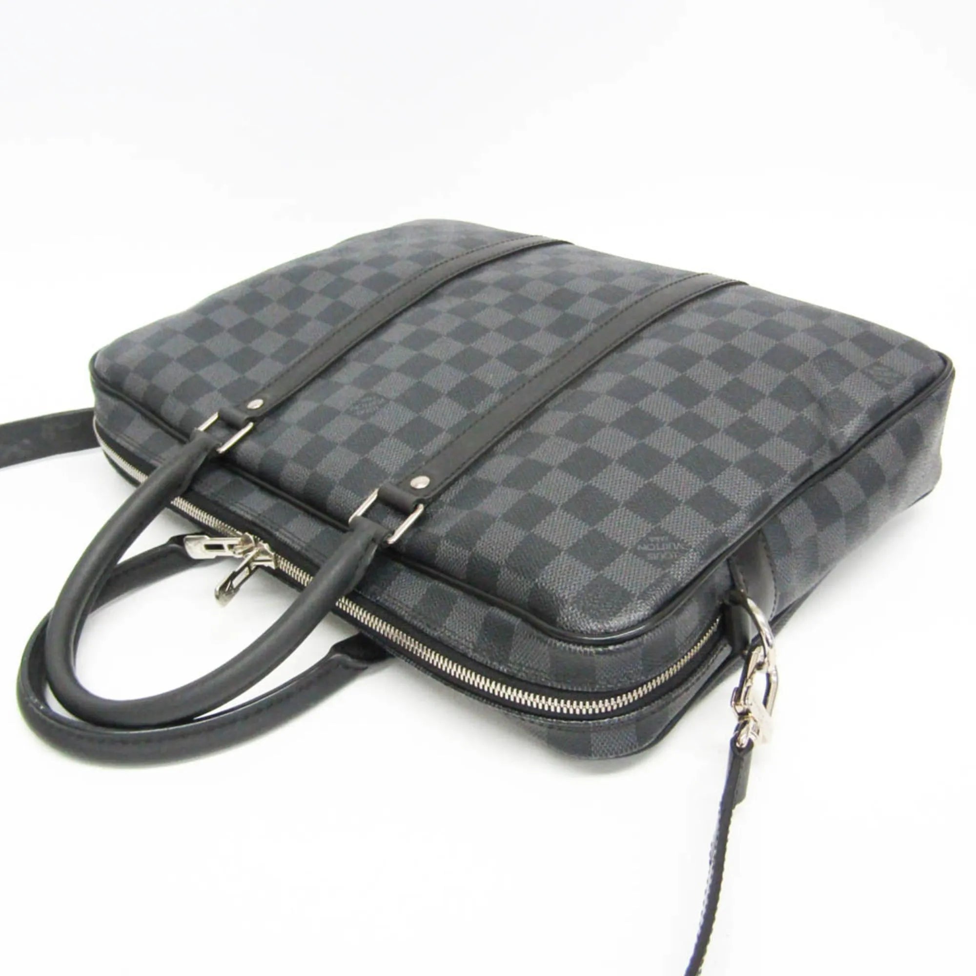Louis Vuitton Porte-Documents Voyage Damier Black Canvas Briefcase Bag (Pre-Owned)