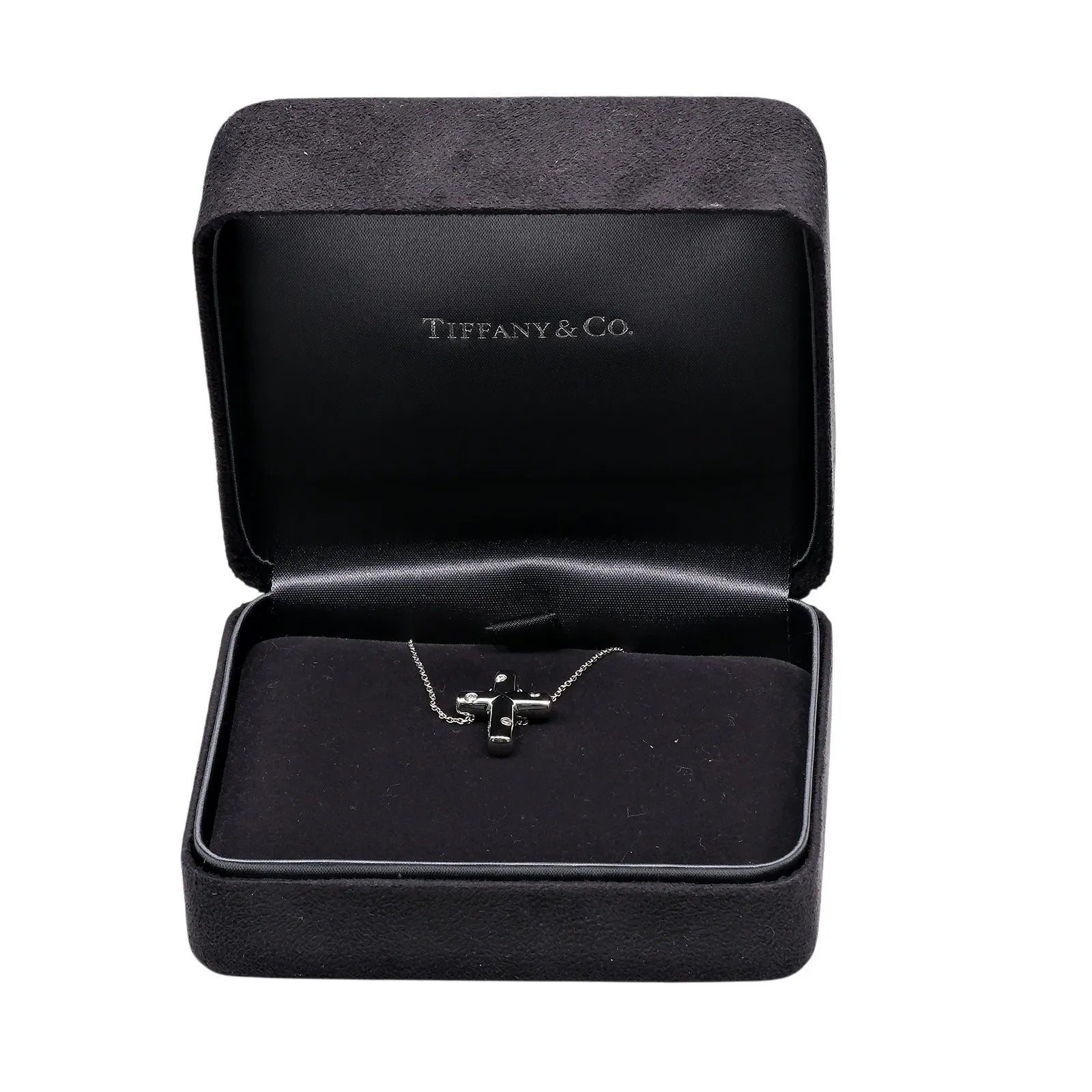 Tiffany & Co. Cross Pendant Platinum And Diamonds Silver Platinum Necklace Jewelry (Pre-Owned)