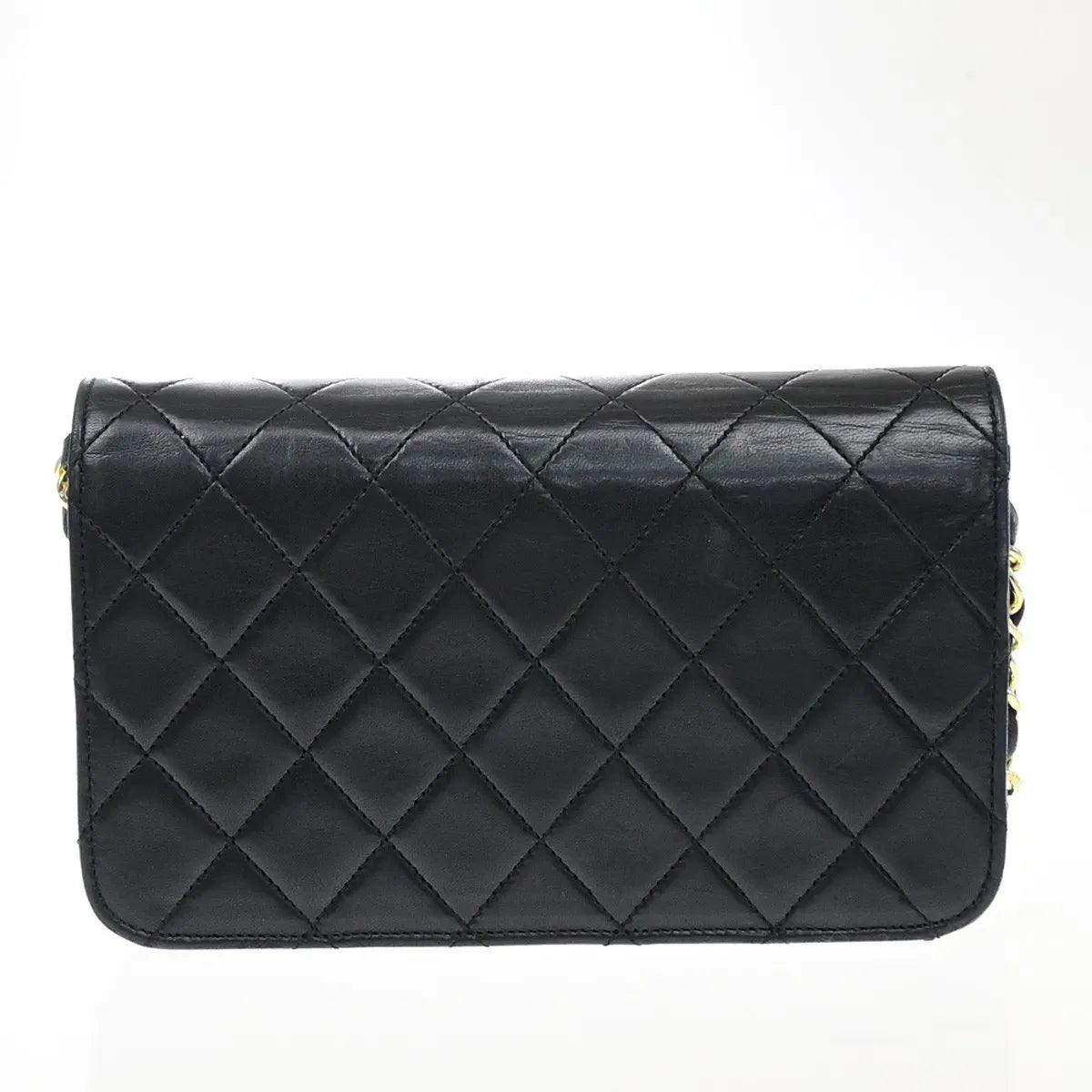 Chanel Vintage Full Flap Quilted Lambskin Black Leather Shoulder Bag Bag (Pre-Owned)