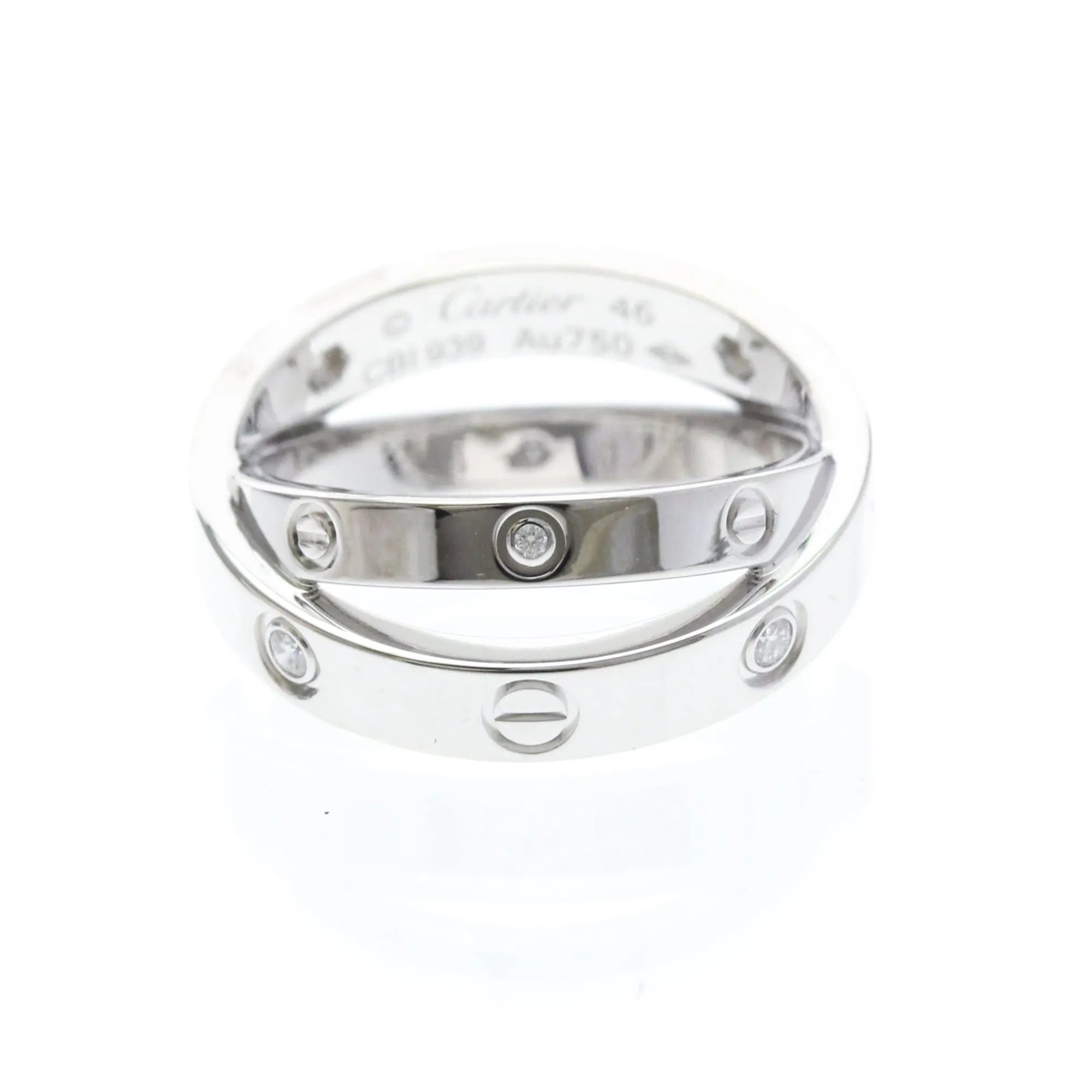 Cartier Be Love 18K White Gold With Diamonds Silver White_Gold Ring Jewelry (Pre-Owned)