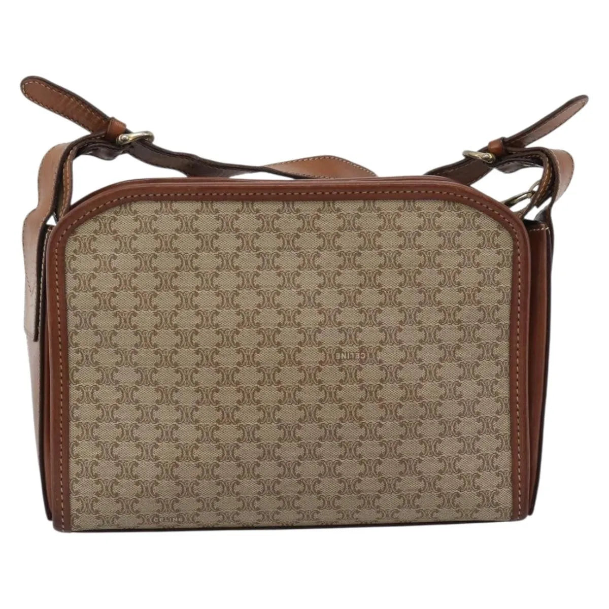 Celine Vintage Macadam Canvas And Leather Beige Canvas Shoulder Bag Bag (Pre-Owned)