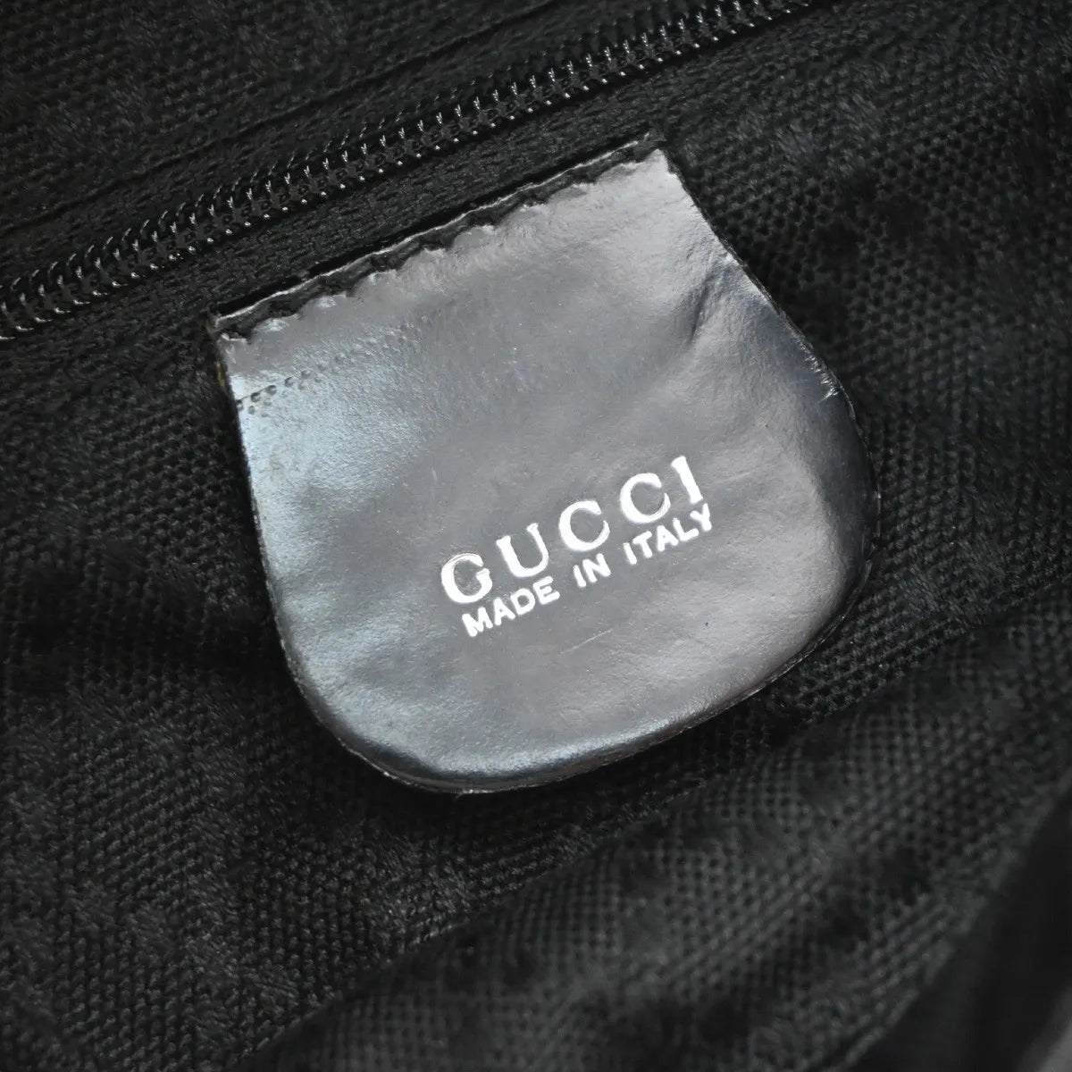 Gucci Vintage Bamboo Nylon And Patent Leather Black Nylon Backpack Bag (Pre-Owned)