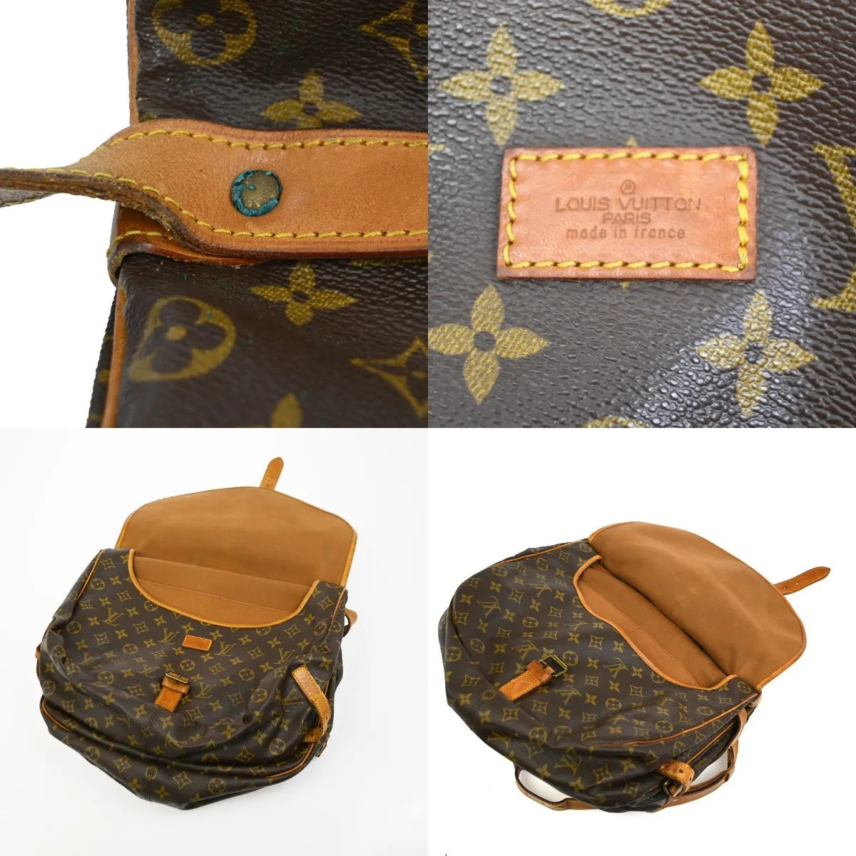 Louis Vuitton Saumur Monogram Canvas Brown Leather Shoulder Bag Bag (Pre-Owned)