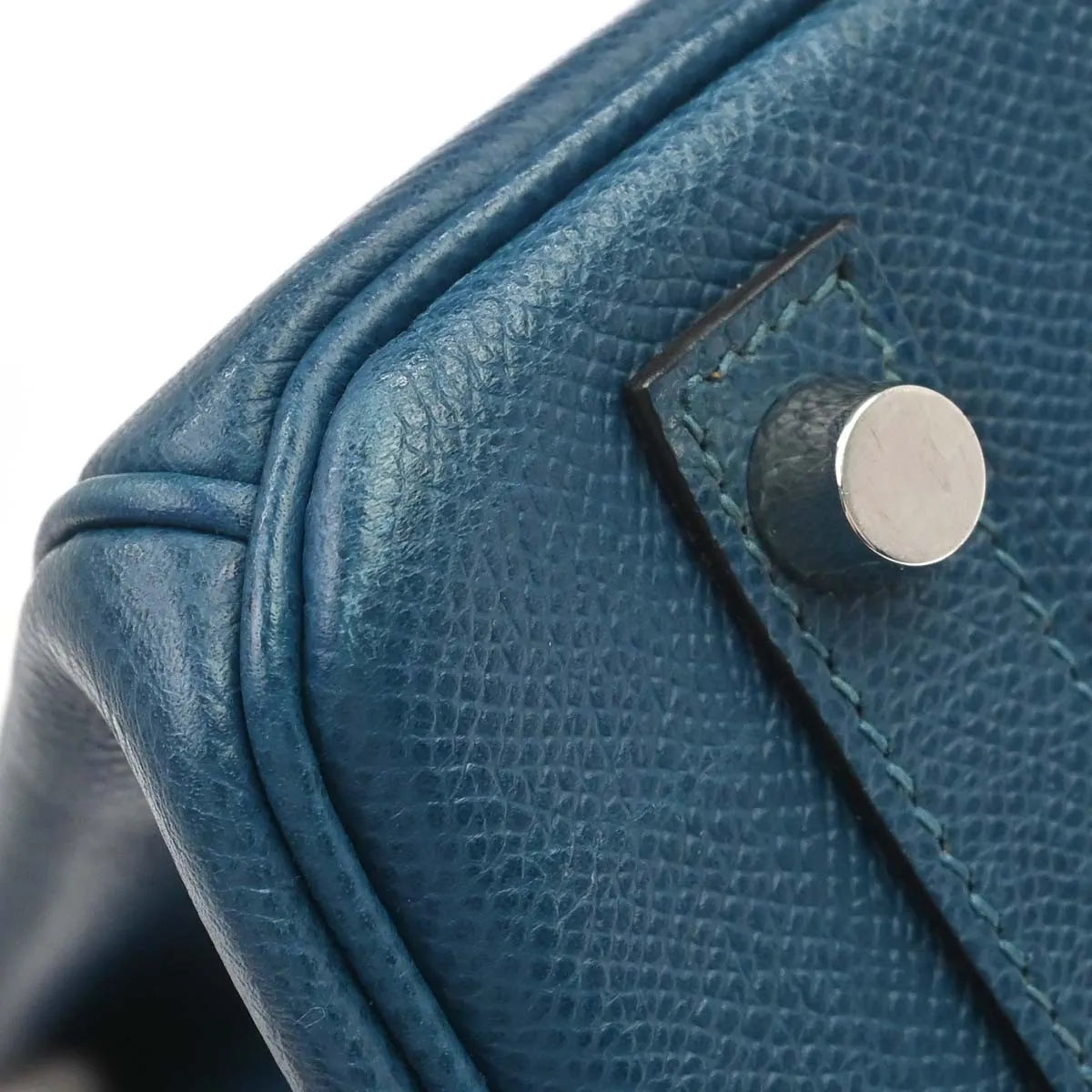 Hermes Birkin Blue Togo With Palladium Hardware Blue Leather Handbag (Pre-Owned)