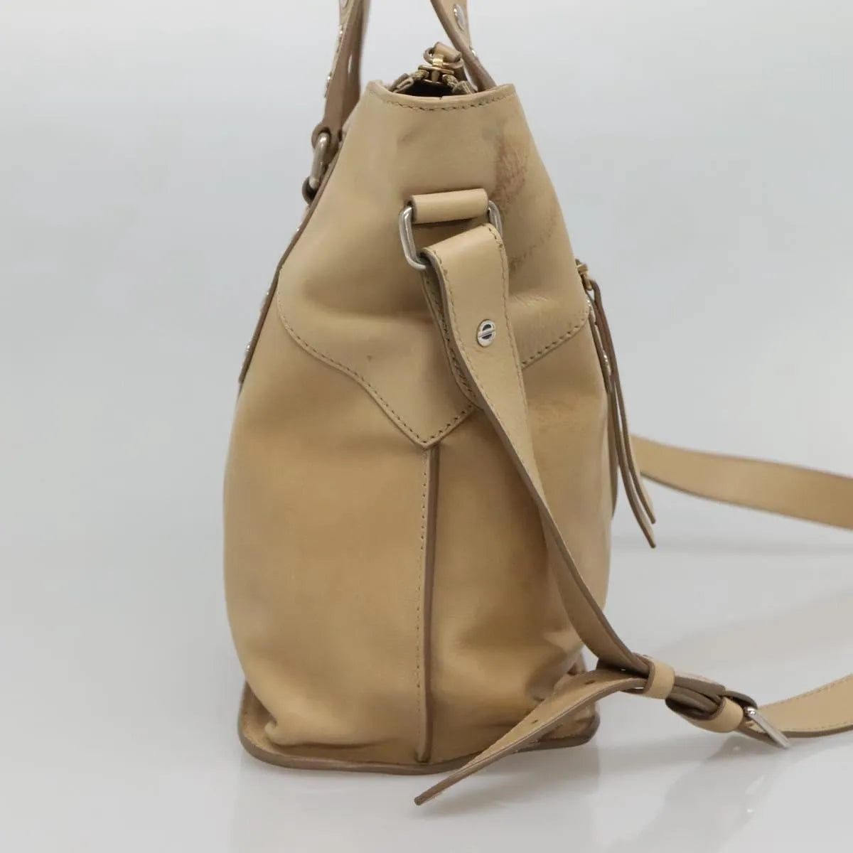 Celine Vintage Leather Beige Leather Handbag (Pre-Owned)