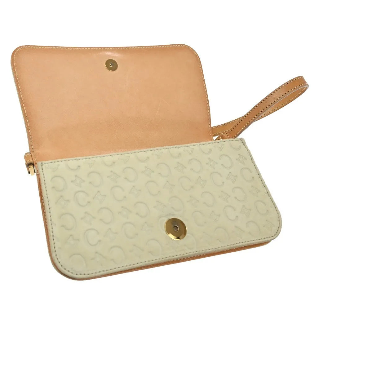 Celine C Macadam Shoulder Suede Beige Suede Clutche & Pouche Bag (Pre-Owned)