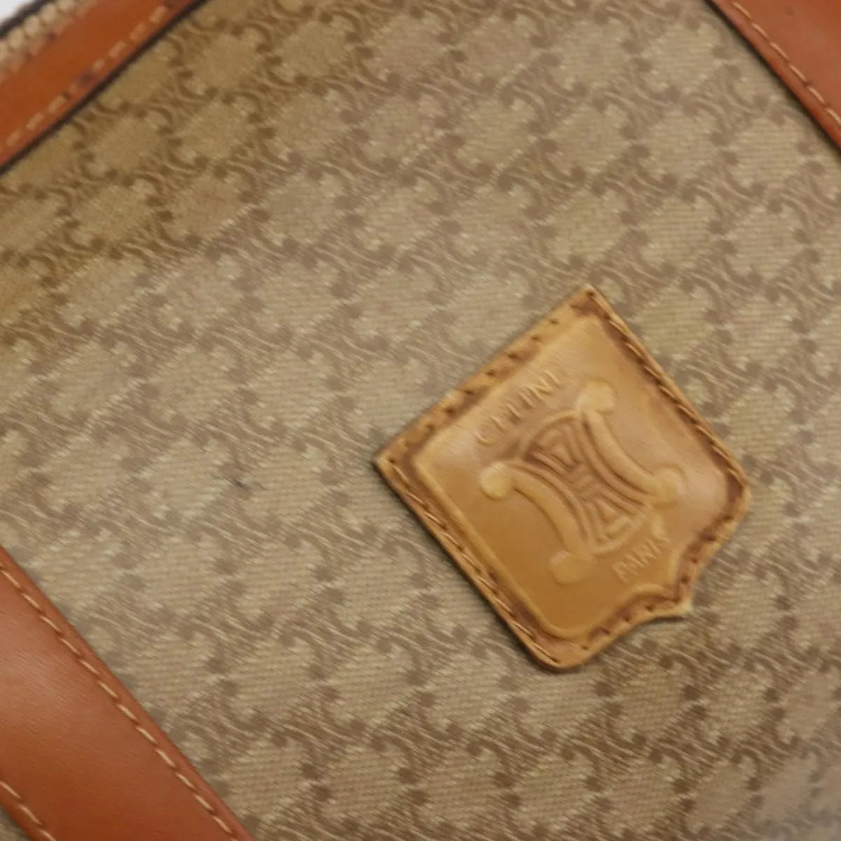 Celine Vintage Macadam Canvas And Leather Beige Canvas Handbag (Pre-Owned)