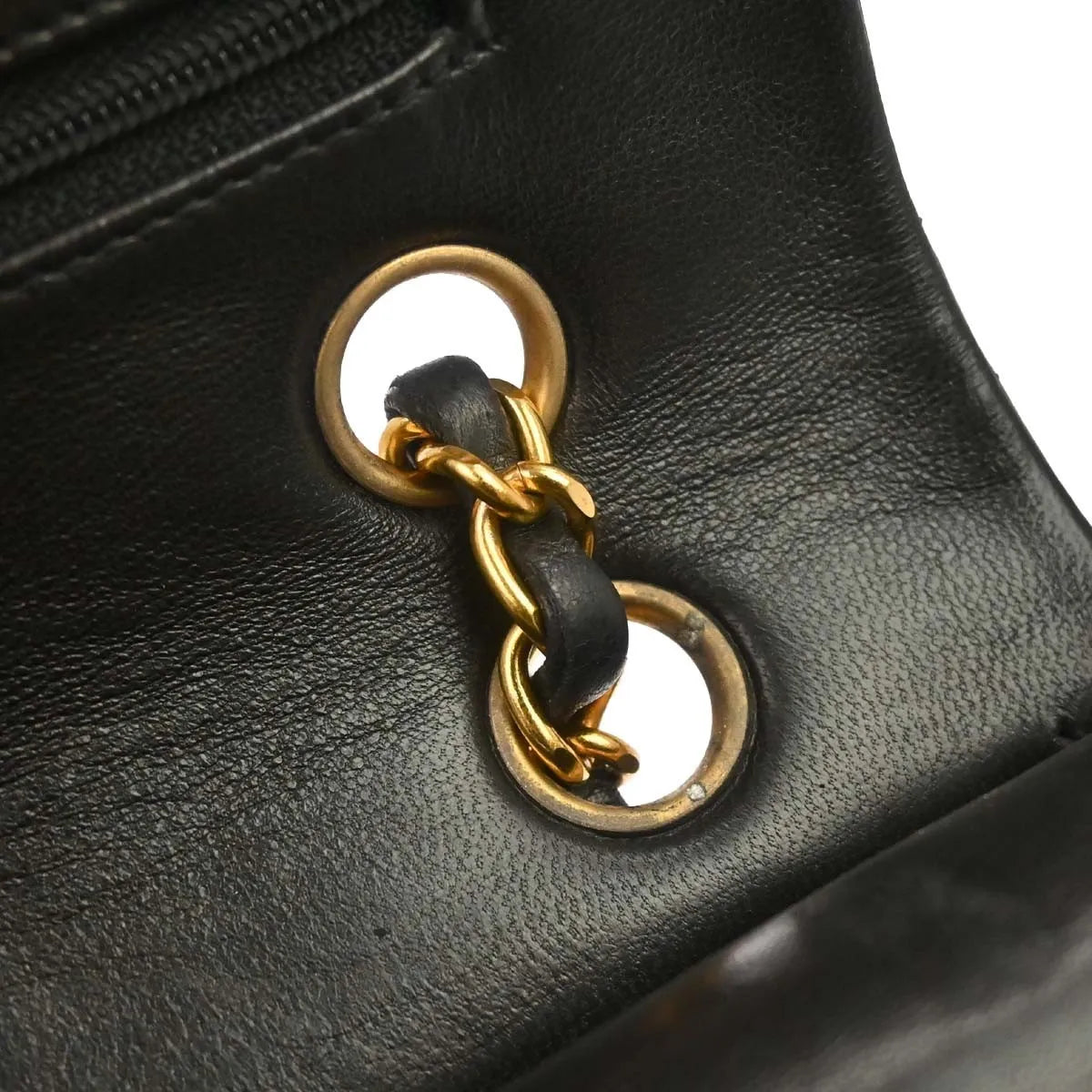 Chanel Vintage Square Classic Single Flap Quilted Lambskin Black Leather Handbag (Pre-Owned)