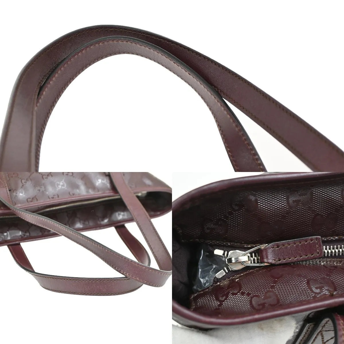 Gucci Plus Tote Gg Imprime Burgundy Pvc Shoulder Bag Bag (Pre-Owned)