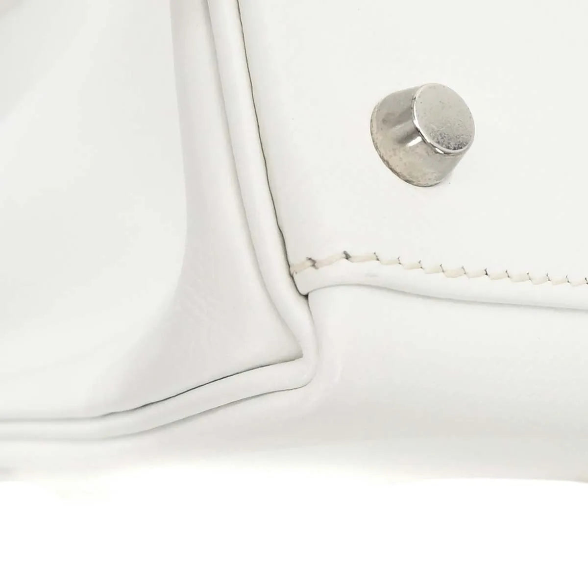 Hermes Kelly Handbag White Epsom With Palladium Hardware White Leather Handbag (Pre-Owned)