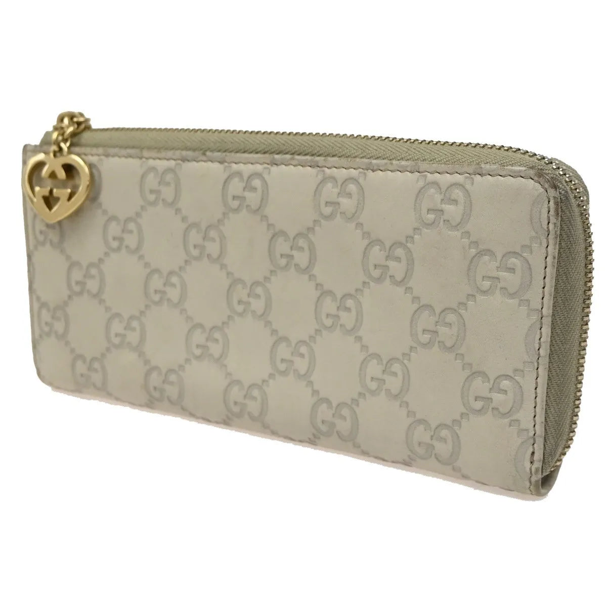 Gucci Interlocking G Zip Around Wallet (Outlet) Leather Beige Leather Wallets Accessory (Pre-Owned)