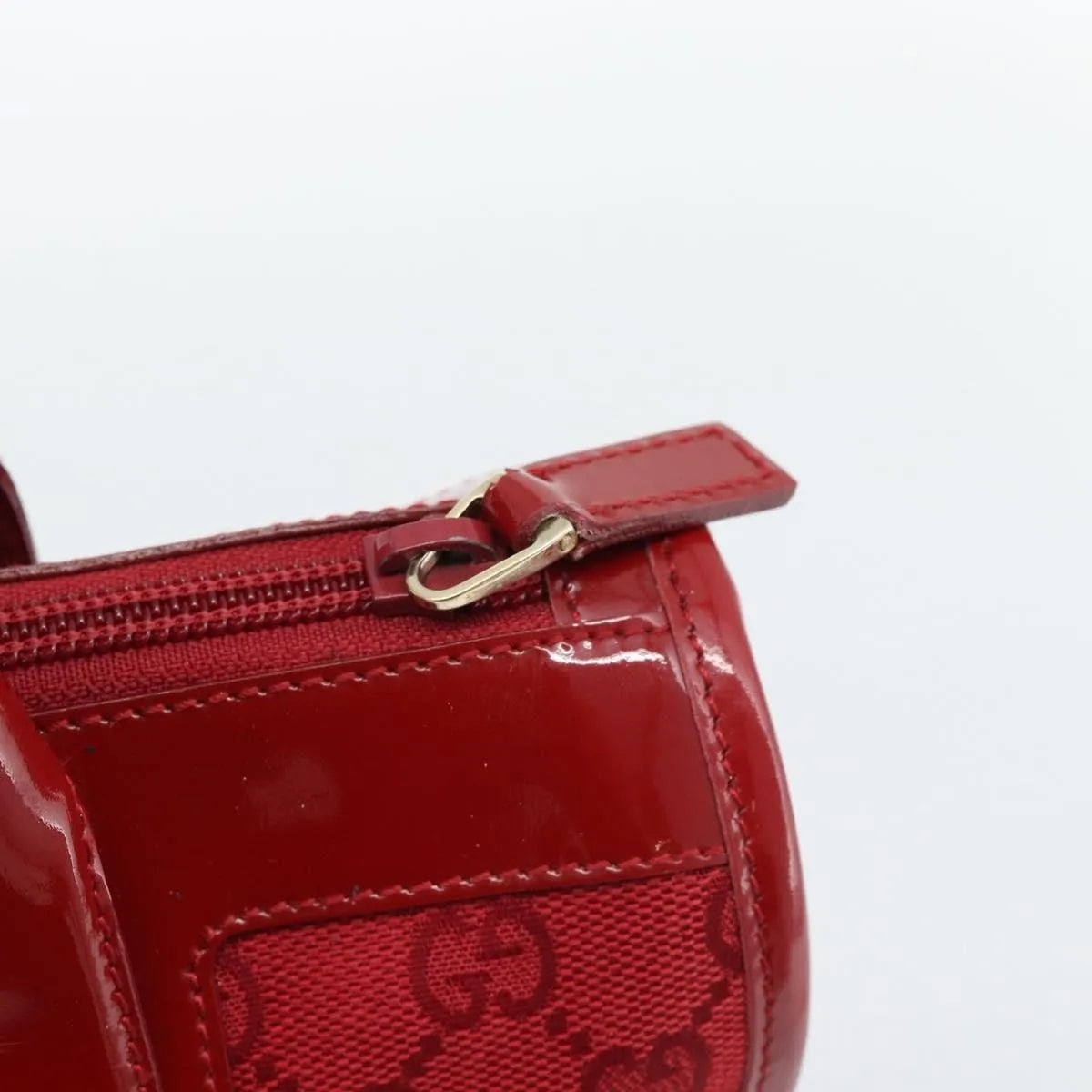 Gucci Structured Top Handle Open Tote Gg Canvas And Leather Red Canvas Handbag (Pre-Owned)