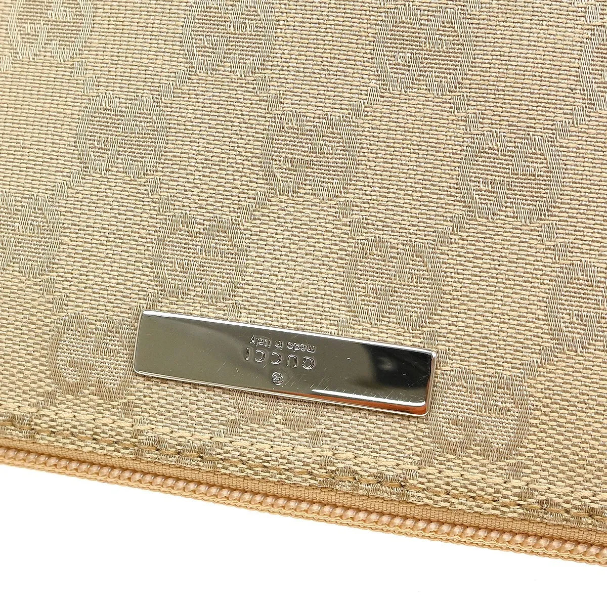 Gucci Web Boat Pochette Gg Canvas Beige Canvas Handbag (Pre-Owned)