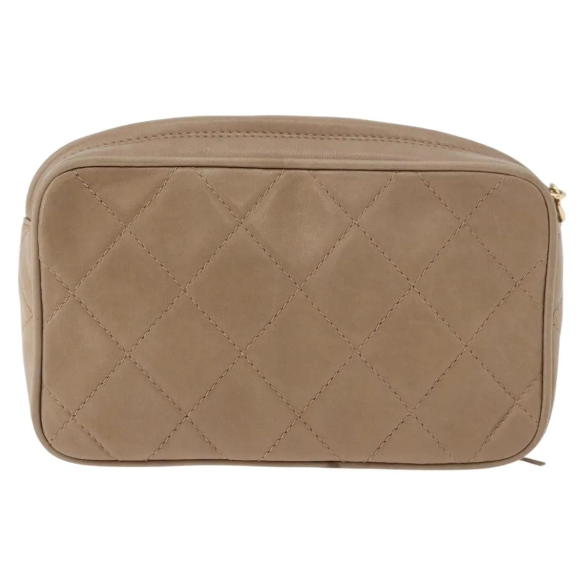 Chanel Vintage Clutch Leather Beige Leather Clutche & Pouche Bag (Pre-Owned)