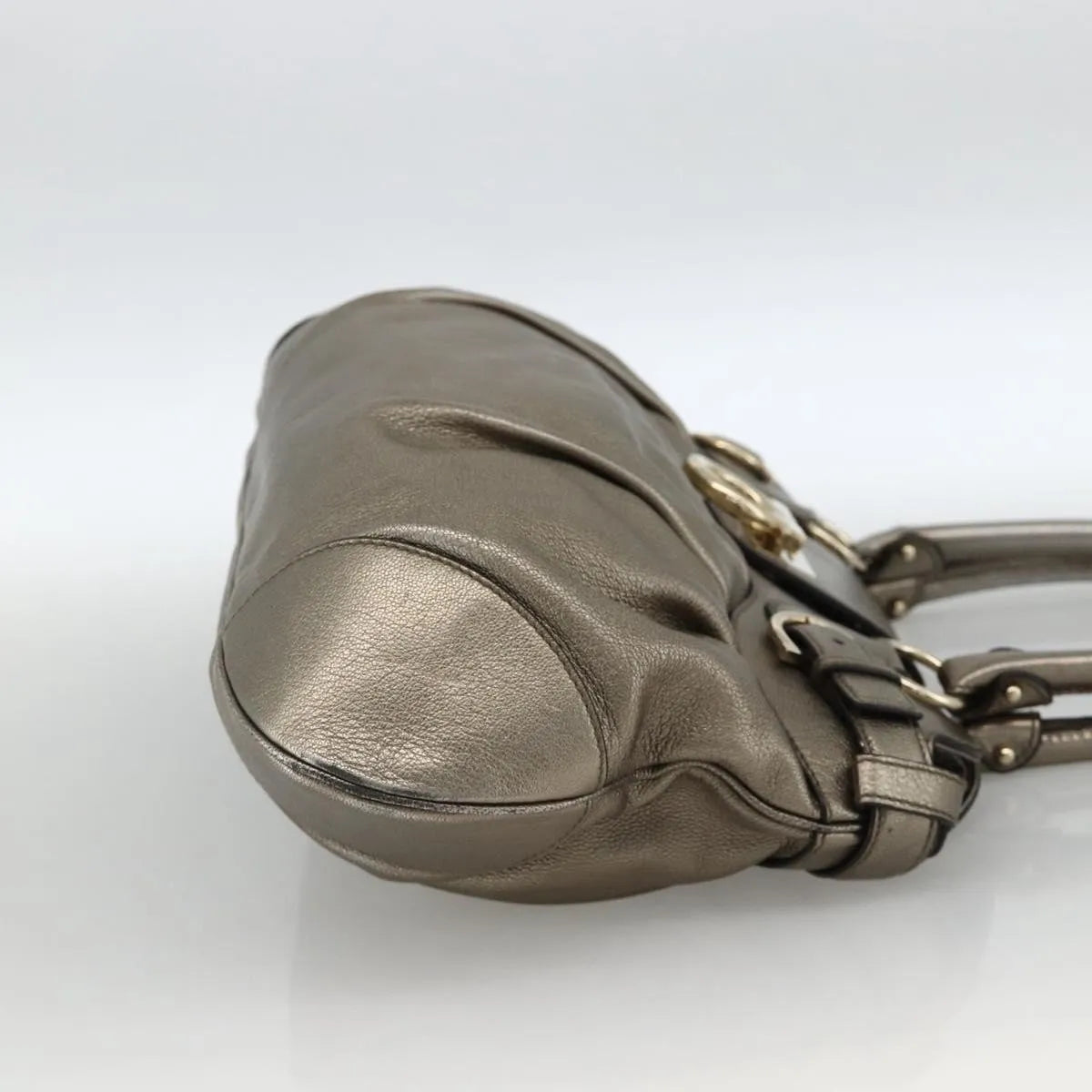 Salvatore Ferragamo Gancini Leather Silver Leather Handbag (Pre-Owned)