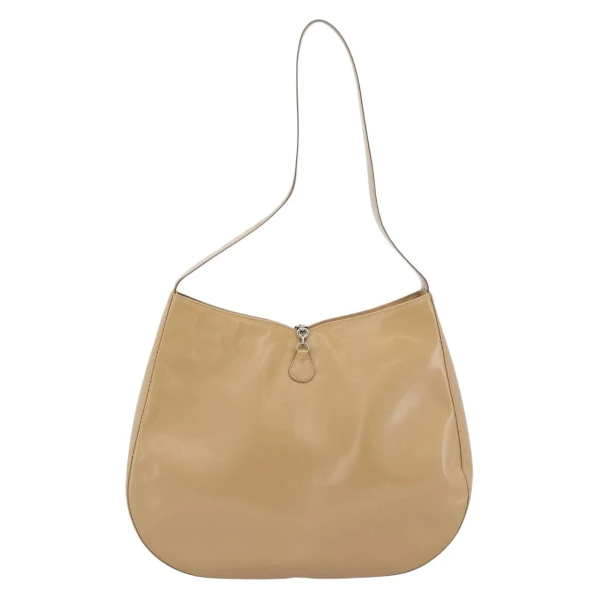 Salvatore Ferragamo Gancini Patent Leather Beige Patent_Leather Shoulder Bag Bag (Pre-Owned)