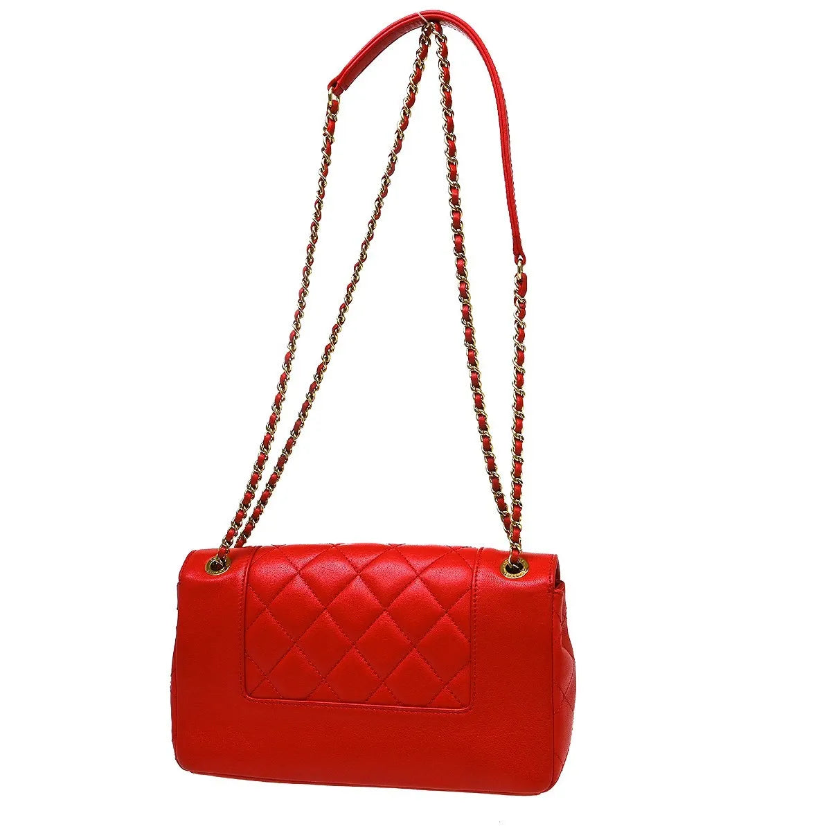 Chanel Mademoiselle Vintage Flap Lambskin Red Leather Shoulder Bag Bag (Pre-Owned)