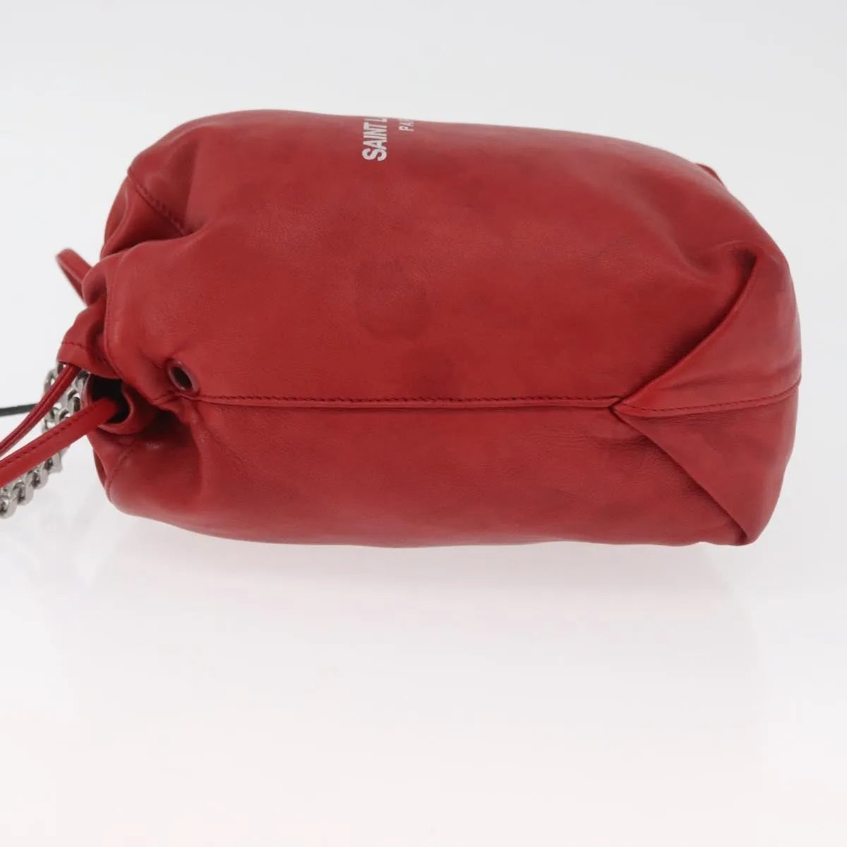 Saint Laurent Teddy Bucket Leather Red Leather Shoulder Bag Bag (Pre-Owned)