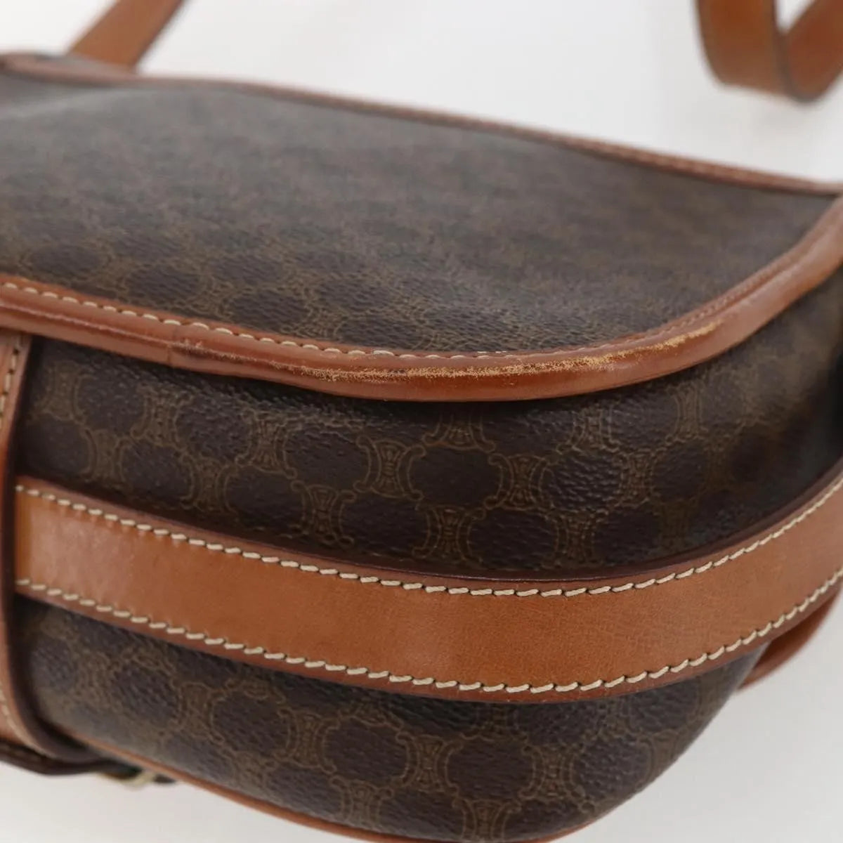 Celine Vintage Macadam Canvas And Leather Brown Canvas Shoulder Bag Bag (Pre-Owned)