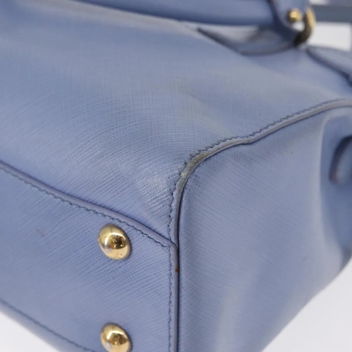 Salvatore Ferragamo Beky Tote Saffiano Leather Blue Leather Handbag (Pre-Owned)