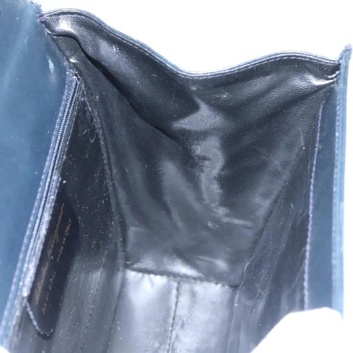 Salvatore Ferragamo Gancini Flap Leather Black Leather Shoulder Bag Bag (Pre-Owned)