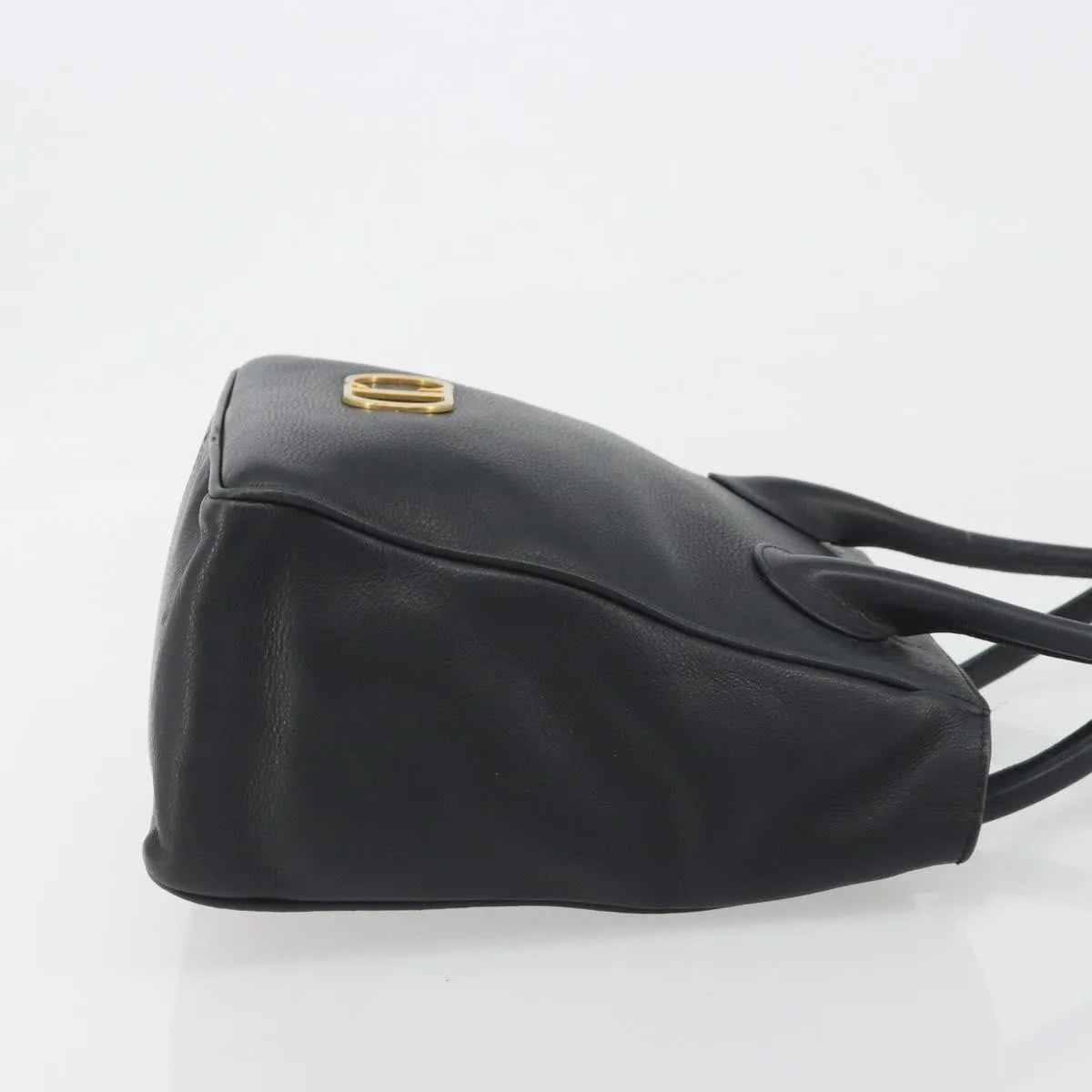 Christian Dior Vintage Cd Logo Tote Leather Black Leather Handbag (Pre-Owned)